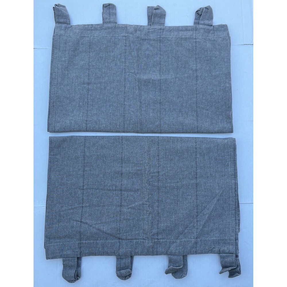 Ikea Lenda 55 x 98" Long Gray Window Curtain Panels Set Of 2 100% Cotton Tab Top